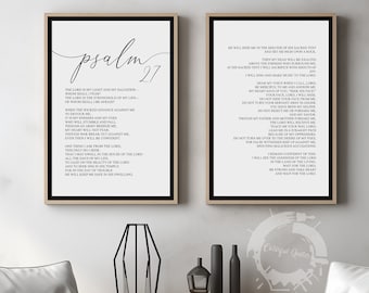 Psalm 27, Bible Verse Poster Prints, Christian Home Decor Set