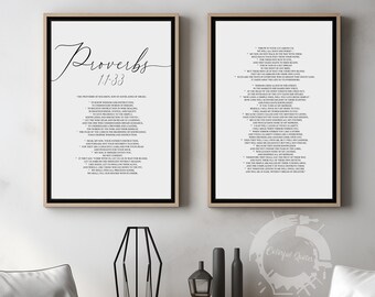 Proverbs 1:1, Bible Verse Quote, Set of 2 Poster Prints, Home Wall Art Décor, Multiple Sizes