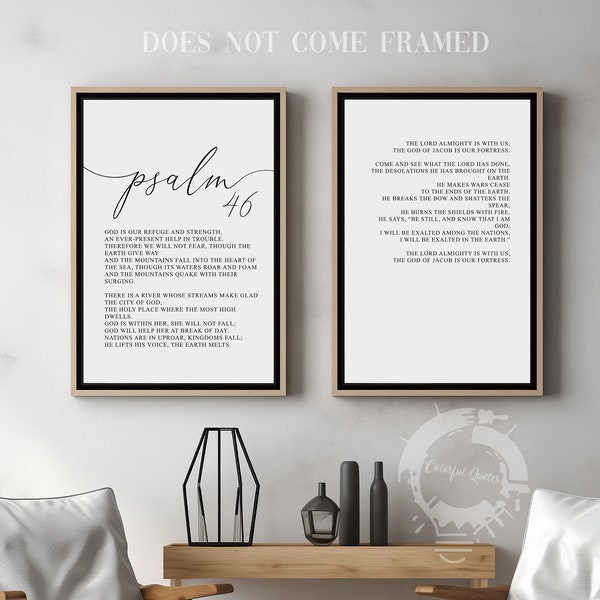 Psalm 46, Bible Verse Quote, Set of 2 Poster Prints, Home Wall Art Décor, Multiple Sizes