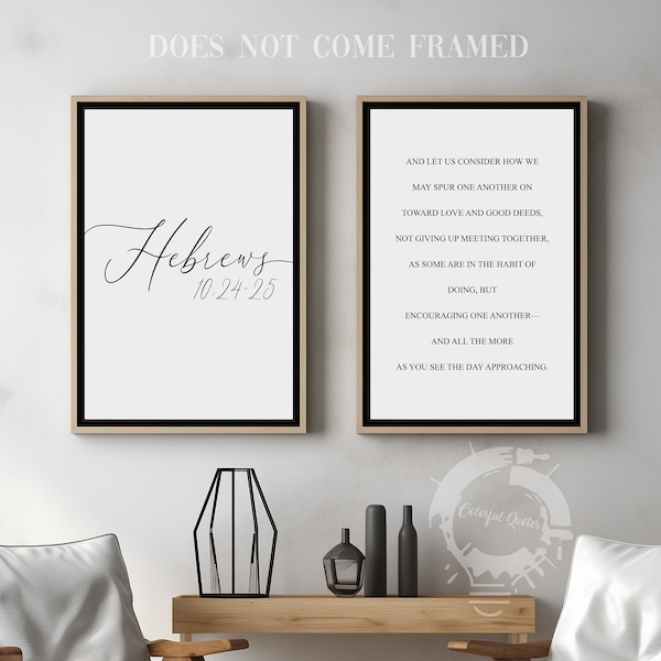 Hebrews 10:24-25, Bible Verse Quote, Set of 2 Poster Prints, Home Wall Art Décor, Minimalist Prints, Multiple Sizes