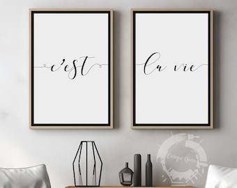 C'est La Vie , Minimalist Poster Prints, Home Wall Art, Set of 2