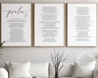 Psalm 18, Bible Verse, Set of 3 Poster Prints, Multiple Sizes, Home Wall Art Decor