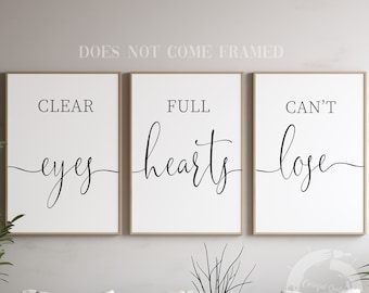 Clear Eyes Full Hearts, Minimalist Poster Prints Set, Home Wall Art