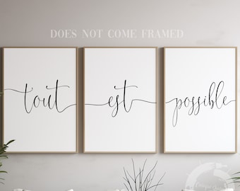 Anything is Possible, Minimalist Poster Prints, Set of 3, Wall Decor