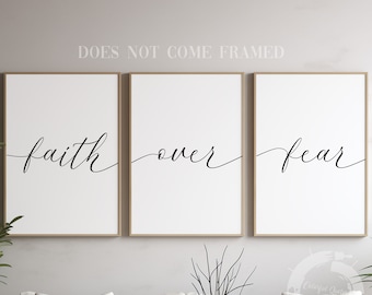 Faith Over Fear, Minimalist Inspirational, Poster Print, Wall Art Decor