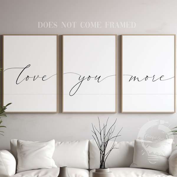 Love You More, Set of 3 Prints, Minimalist Art, Home Wall Decor, Multiple Sizes