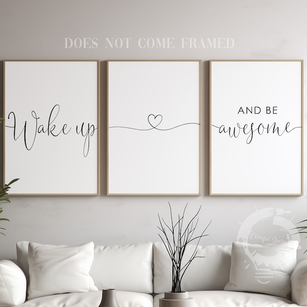 Wake Up and Be Awesome, Set of 3 Prints, Minimalist Art, Home Wall Decor, Multiple Sizes