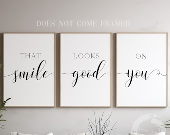 Ce sourire vous va bien, ensemble de tirages d'affiches minimalistes, décoration d'art mural