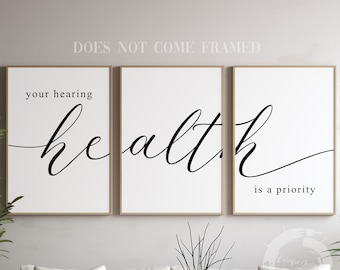 Hearing Health Poster Set, Otolaryngology Clinic Wall Decor