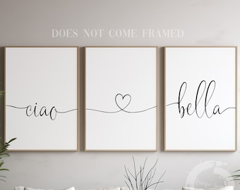 Ciao Bella, Minimalist Poster Print Set, Home Wall Art Decor
