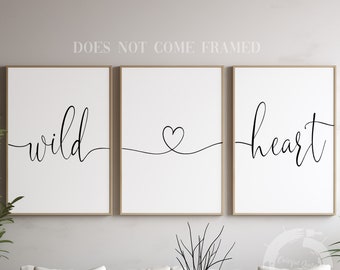 Cœur sauvage, affiches minimalistes, oeuvre d'art murale pour la maison, lot de 3