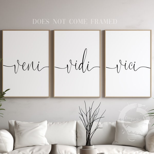 Veni Vidi Vici, Set of 3 Prints, I came, I saw, I conquered, Minimalist Art, Home Wall Decor, Multiple Sizes