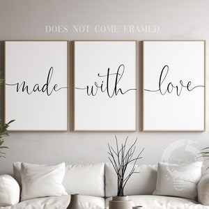 Made with Love, Romantic Posters, Set of 3 Poster Prints, Home Wall Art Décor, Minimalist Art, Multiple Sizes