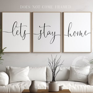 Let's Stay Home, Set of 3 Prints, Minimalist Art, Home Wall Decor, Multiple Sizes