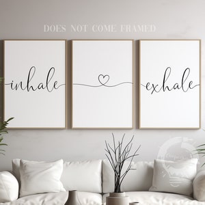 Inhale, Exhale, Set of 3 Poster Prints, Home Wall Art Décor, Minimalist Art, Multiple Sizes