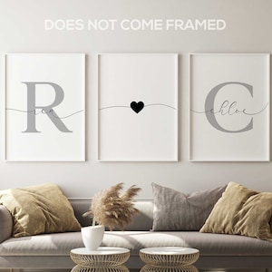 Couple Initials, Personalized Names, Set of 3 Poster Prints, Home Wall Art Décor, Minimalist Art, Multiple Sizes