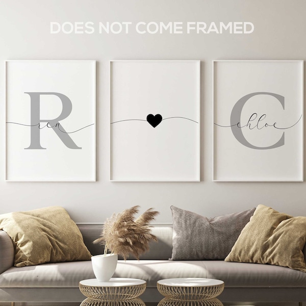 Personalized Couple Initials, Poster Print Set, Minimalist Home Wall Art Decor