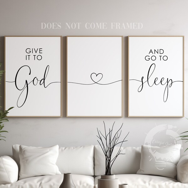 Give it to God and Go to Sleep. Set of 3 Prints, Minimalist Art, Home Wall Decor, Multiple Sizes