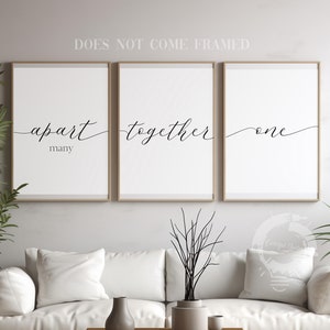 Apart Many Together One, Set of 3 Poster Prints, Home Wall Art Décor, Minimalist Art, Multiple Sizes