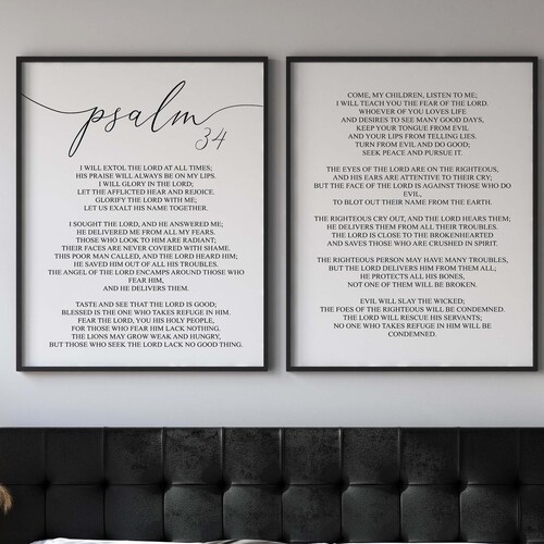 Psalm 34:1-8 Printable Wall Art Bible Verse Posters - Etsy