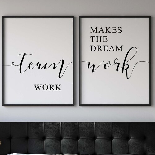 Teamwork Makes the Dream Work Wall Art Set of 2 Prints Life Etsy