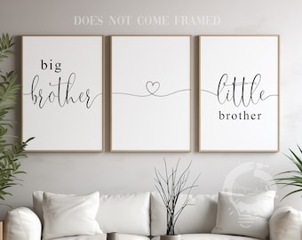 Big Brother Little Brother, Minimalist Poster Prints, Sibling Wall Art, Set of 3