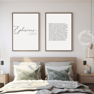 Ephesians 5:25-33, Bible Verse Quote, Set of 2 Poster Prints, Christian Home Wall Art Décor, Minimalist Art, Multiple Sizes