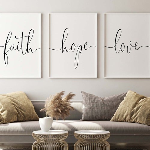 Faith Hope Love Bible Verse Wall Art Set of 3 Prints - Etsy