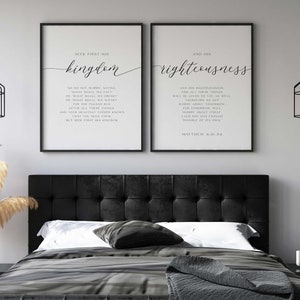 Matthew 6:31-34, Bible Verse Quote, Set of 2 Poster Prints, Christian Home Wall Art Décor, Minimalist Art, Multiple Sizes