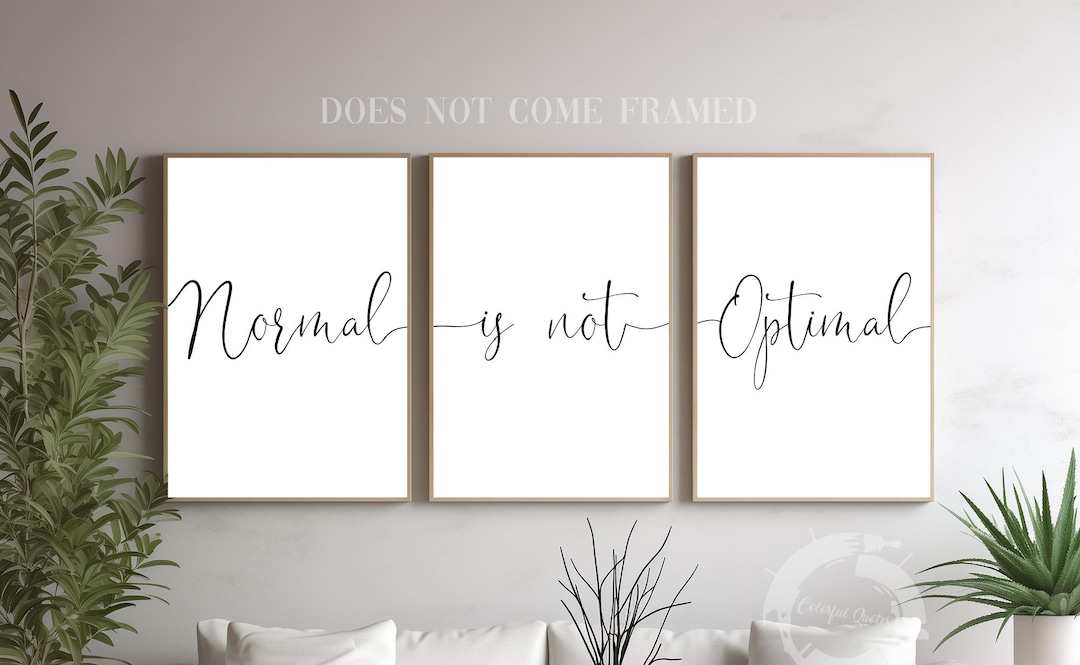 Normal is Not Optimal, Set of 3 Poster Prints, Home, Bedroom, Living ...