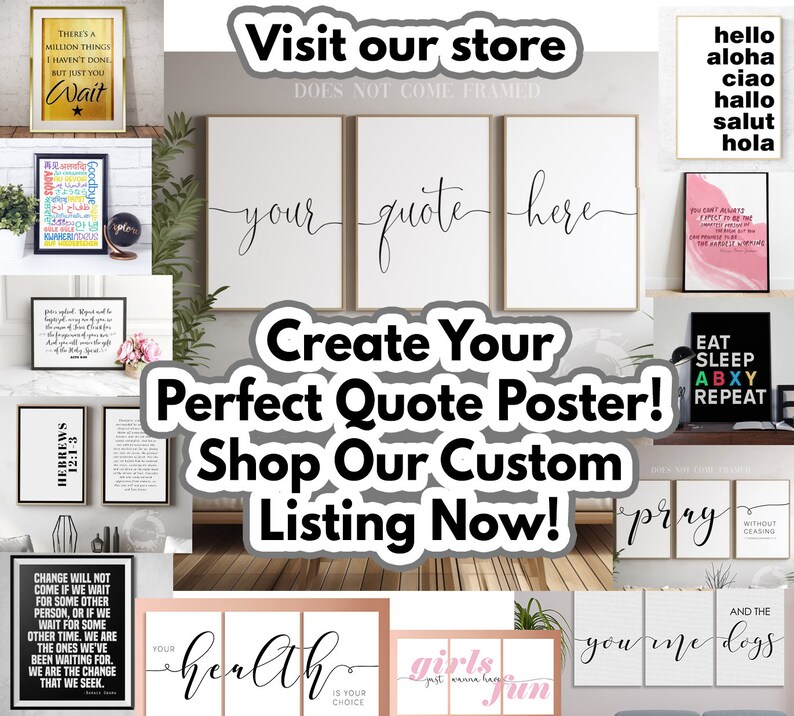 a collage of photos with the words create your perfect quote poster shop our custom