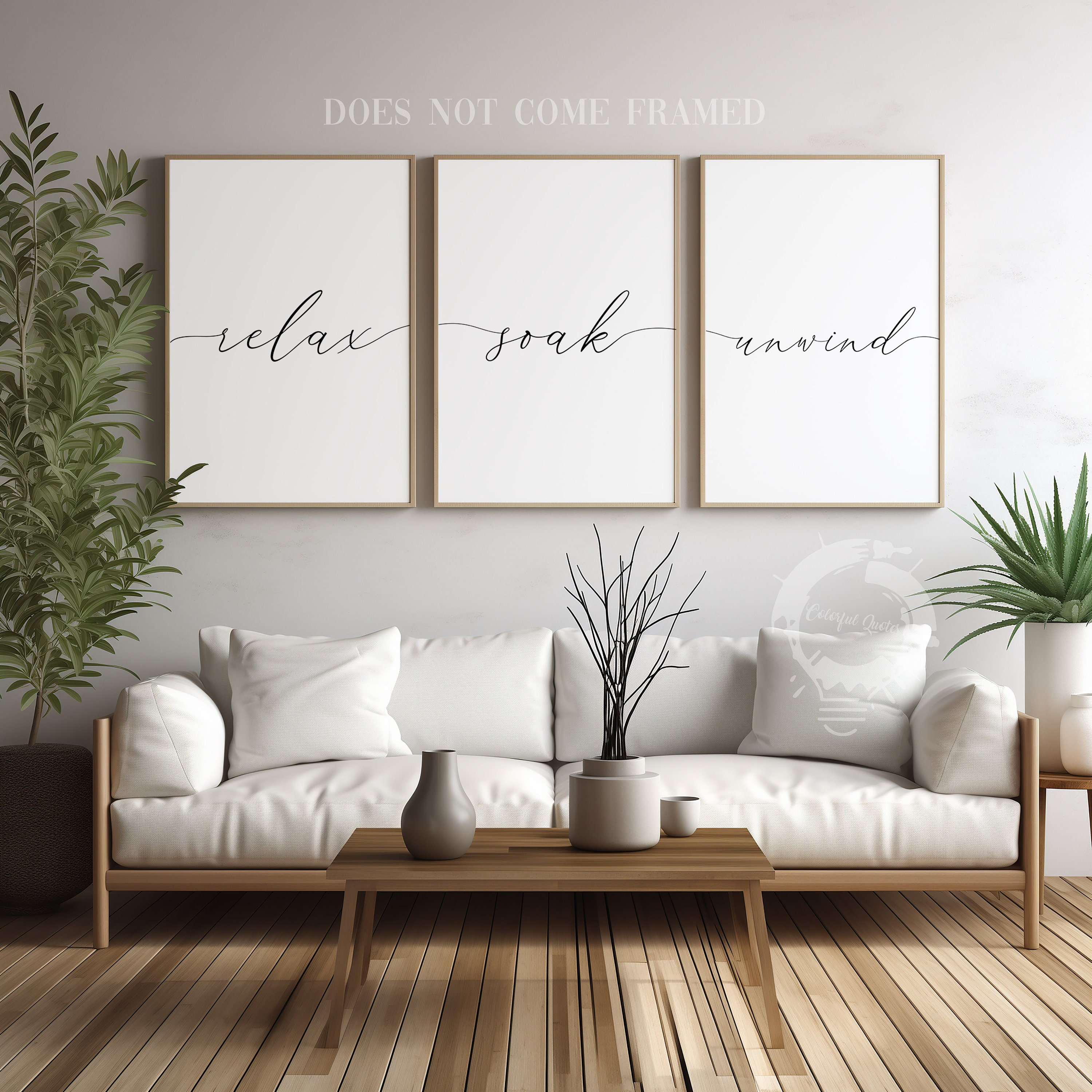 Relax Soak Unwind, Minimalist Poster Prints, Home Wall Art, Set of