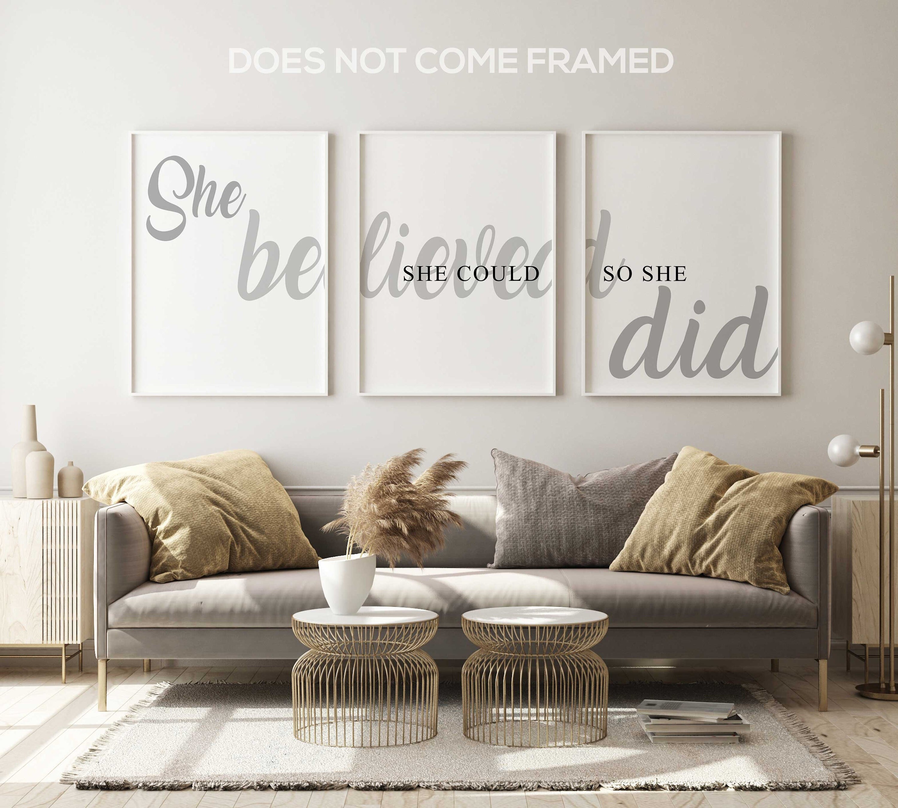 She Believed She Could so She Did, Set of 3 Prints, Minimalist Art, Home Wall  Decor, Multiple Sizes - Etsy