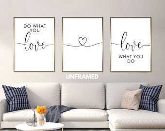 Do What You Love, Love What You Do, Set of 3 Prints, Minimalist Art, Home Wall Decor, Multiple Sizes