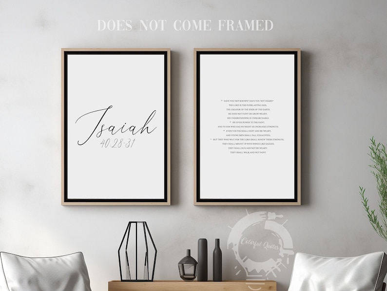 Script Isaiah Isaiah 40:28-31, Bible Verse Quote, Set of 2 Poster Prints, Christian ...