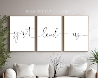 Spirit Lead Us, Religious Poster Prints Set, Minimalist Home Wall Art