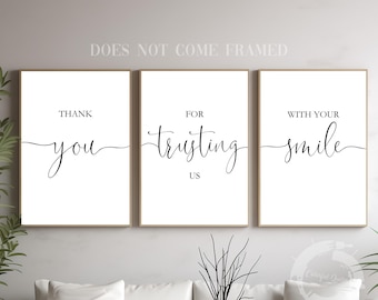 Dental Office Wall Art, Thank You For Your Smile, Set of 3 Minimalist Prints