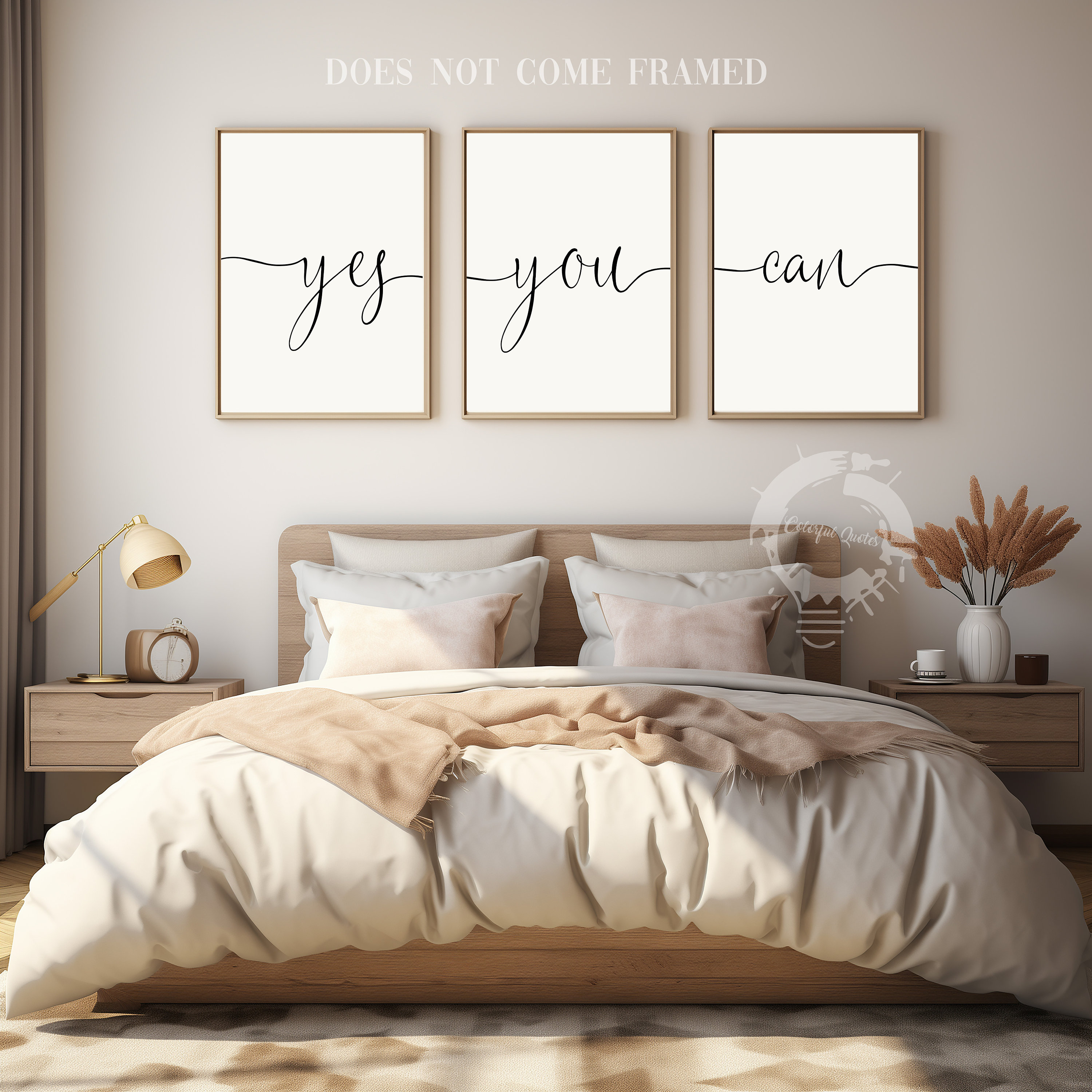 Yes You Can, Minimalist Poster Prints Set, Inspirational Wall Art