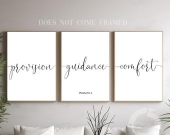 Psalm 23 Scripture Poster Prints: Christian Home Wall Decor, Set of 3