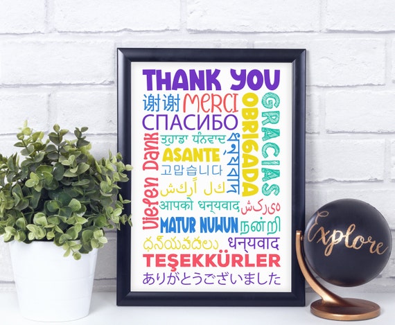 Thank You in Different Languages, Poster Print, Home Office Decor