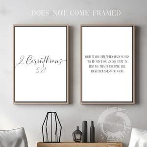 2 Corinthians 5:21, Bible Verse Quote, Set of 2 Poster Prints, Christian Home Wall Art Décor, Minimalist Art, Multiple Sizes