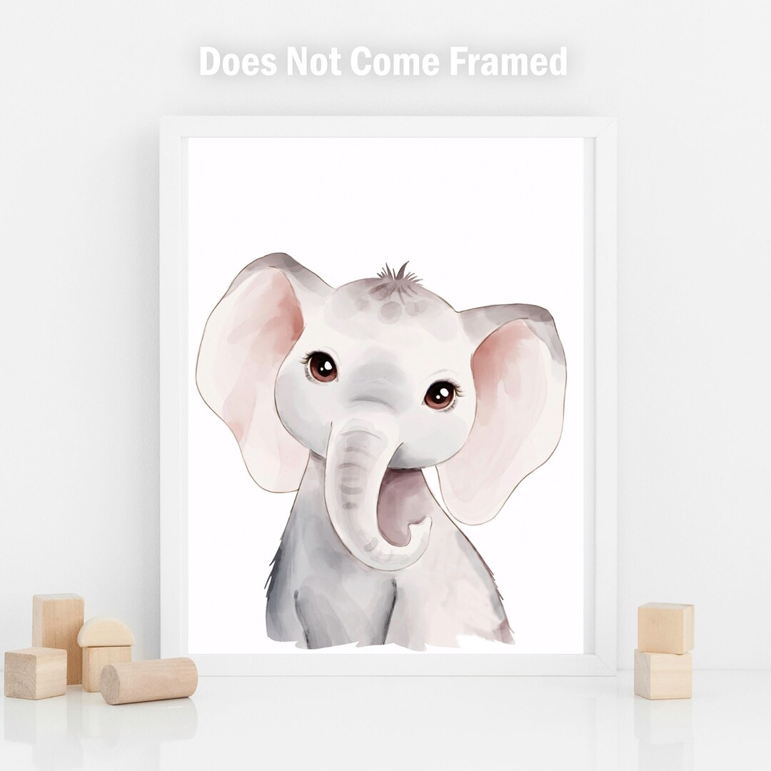 Baby Elephant, Nursery Poster Print, Watercolor Wall Art Decor - Etsy