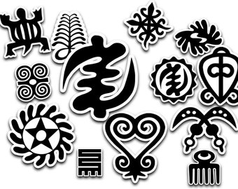 Adinkra Symbol Stickers, Afrocentric Vinyl Decals, Laptop, Skateboard