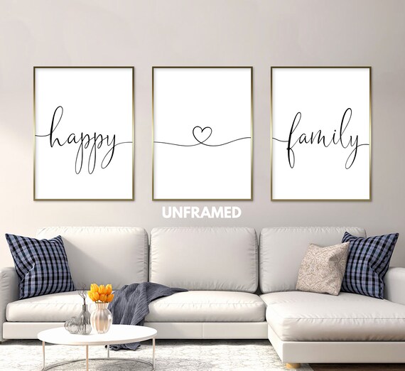 3pc Family Quotes Wall Art, Family Print Art, Living Room Wall