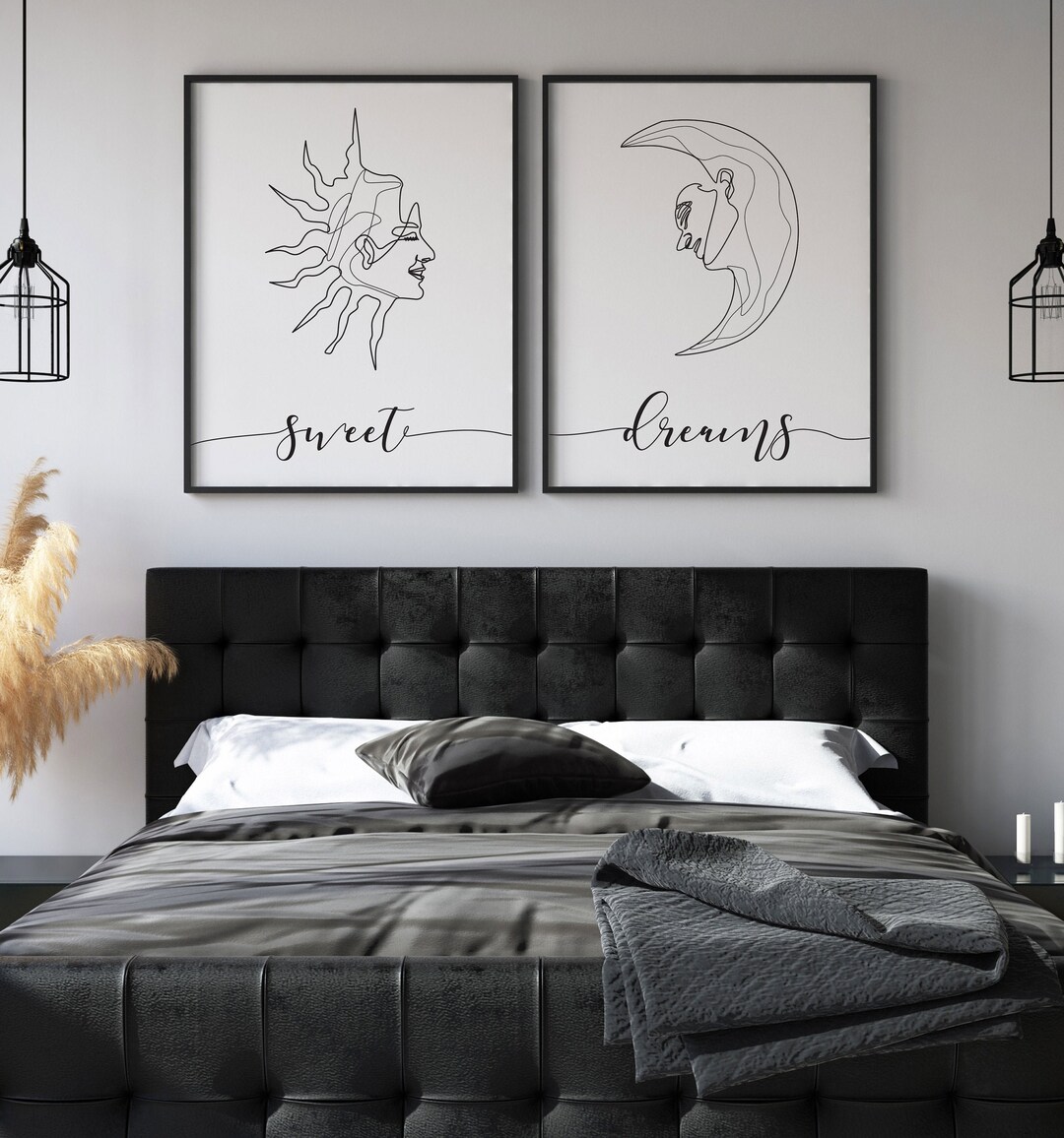 Sweet Dreams Wall Art, Set of 2 Prints, Bedroom Minimalist Art
