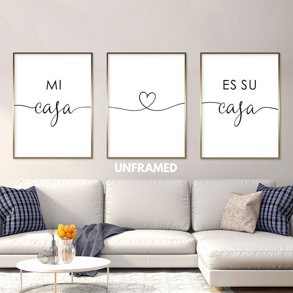 Mi Casa Es Su Casa, Set of 3 Prints, Minimalist Art, Home Wall Decor, Multiple Sizes