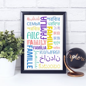 FAMILY in Different Languages, High-Quality Poster Print, Home Wall Art Décor, Multiple Sizes