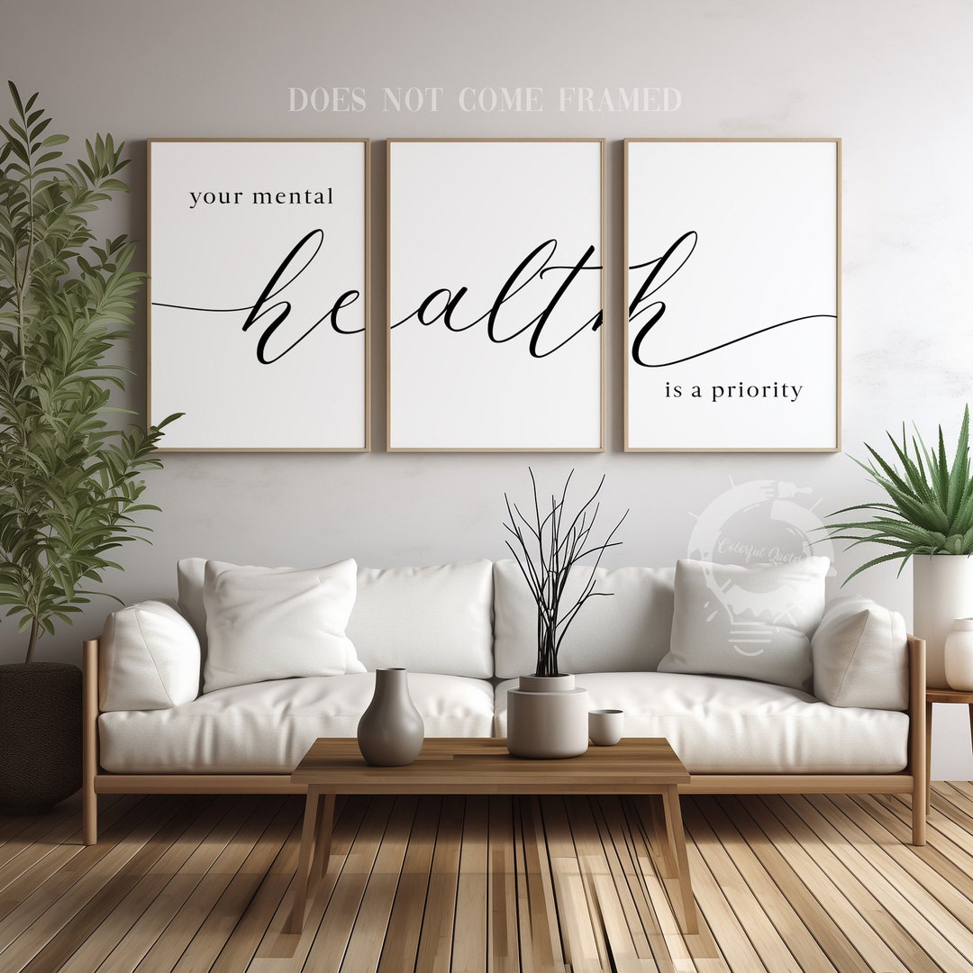 Your Mental Health is a Priority, Minimalist Quote Poster Prints, Set ...