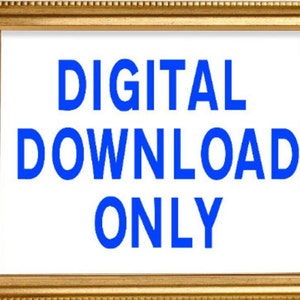 以下が含まれることがあります： 金色のフレームに白い背景、青い文字で「デジタルダウンロードのみ」と書かれています。