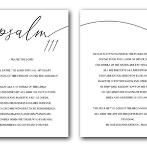 Psalm 111 Bible Verse Poster Prints: Christian Home Decor Set - Etsy